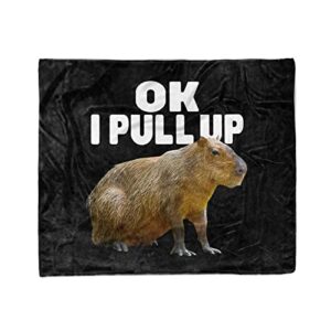 Lament Configuration Ok I Pull Up Capybara Funny Meme Throw Blanket for Women Men Girls Boys Couch Sofa Bed Decor 60" x 50" (150cm x 130cm)