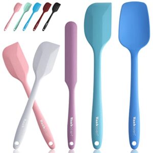wanbasion 5 piece silicone spatula set heat resistant, colorful rubber baking spatula set, kitchen spatula set dishwasher safe for nonstick cookware cooking mixing