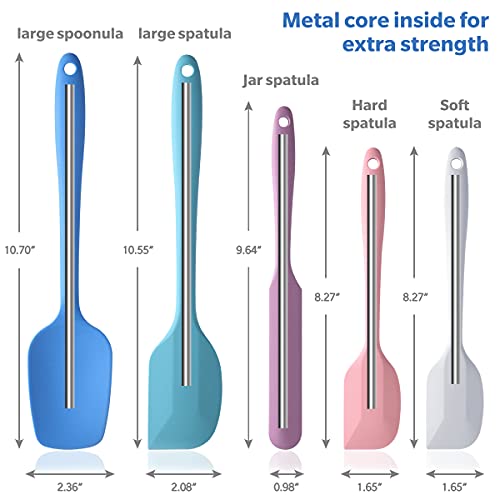 Wanbasion 5 Piece Silicone Spatula Set Heat Resistant, Colorful Rubber Baking Spatula Set, Kitchen Spatula Set Dishwasher Safe for Nonstick Cookware Cooking Mixing