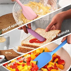 Wanbasion 5 Piece Silicone Spatula Set Heat Resistant, Colorful Rubber Baking Spatula Set, Kitchen Spatula Set Dishwasher Safe for Nonstick Cookware Cooking Mixing