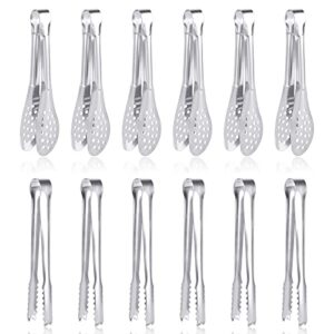 12 pack premium small serving tongs, dmoera mini stainless steel appetizer tongs, 5inch,5.2inch(12.7cm)