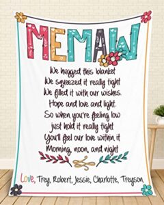 personalized memaw gifts blanket, customized gifts for memaw, throw blanket memaw birthday gifts , fleece blanket, memaw blanket throw, memaw gifts from grandkids, memaw gifts for grandma.