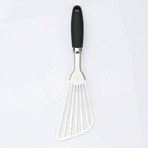 304 Stainless Steel Fish Spatula, Non-Slip Ergonomic Handle Slotted Spatula, Black