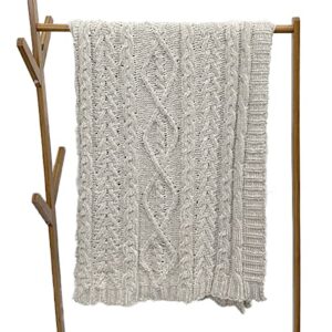 knitted luxury chenille throw super soft throw blanket for sofa bed all season decorative couch blanket 50x60 light grey