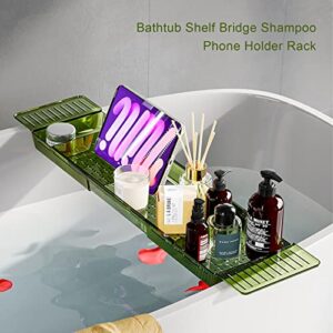 Bathtub Organizer Durable Space Saver Bath Tub Tray Storage Bathtub Organizer Green