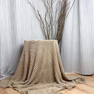 TXDYB 1 Pcs 50"x60" Khaki Minimalism Design Soft Warm Knitted Throw Blanket with Tassels for Women, Men and Kids. Suitable for Travel Camping Officeroom Hotel,Decoration for Bed, Sofa and Room