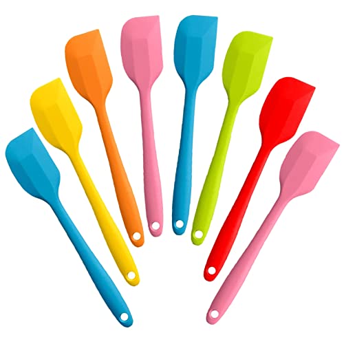 8 Pieces Silicone Spatulas, 8.3 inch Small Rubber Spatulas Non-stick Heat-Resistant Non-stick with Stainless Steel Core For Cake Cream Cooking Gadget