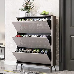 soossn modern shoe cabinet with hidden shoe storage,touch to open shoe organizer hidden shoe rack,premium entrayway decorative furniture (color : gray-double layer, size : 20x9x46inch)