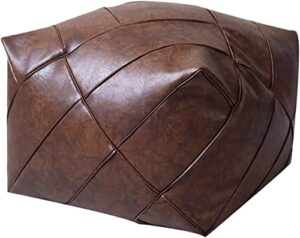 soossn premium leather pouf unstuffed moroccan pouffe,square resting foot stool,bean bag chair,modern footrest pouf cover storage solution ( color : brown , size : 19x19x15inch )