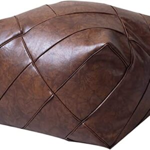 SoOSSN Premium Leather Pouf Unstuffed Moroccan Pouffe,Square Resting Foot Stool,Bean Bag Chair,Modern Footrest Pouf Cover Storage Solution ( Color : Brown , Size : 19x19x15inch )