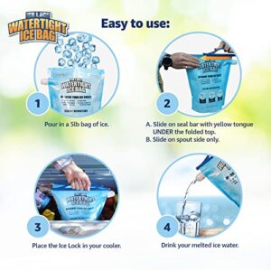 Large Leakproof Ice Bag. Reusable Ice Pack for Cooler - 2 Long Lasting Instant Cooler Ice Packs - Drop in Cubed Ice To Make Cold, Dry Freezer Packs for Coolers - Drink your ice when it melts.