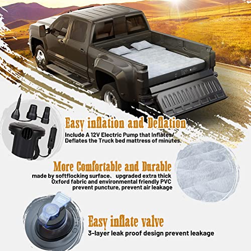 Umbrauto Inflatable Truck Bed Air Mattress for Full Size Short Truck Beds, 5.5-5.8ft, with Pump & Carry Bag. Perfect for Outdoor Adventures.