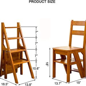 SoOSSN Vintage Step Stool Dining Chair Multifunction Farmhouse Kitchen Furniture,Thicken Wooden 2 in 1 Not-Slip Chair Ladder ( Color : A , Size : 35x19x14inch )