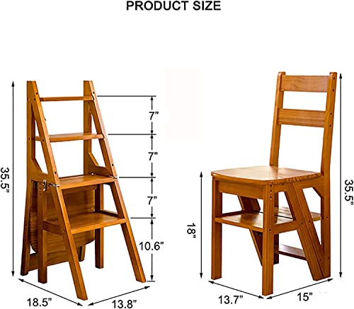 SoOSSN Vintage Step Stool Dining Chair Multifunction Farmhouse Kitchen Furniture,Thicken Wooden 2 in 1 Not-Slip Chair Ladder ( Color : A , Size : 35x19x14inch )