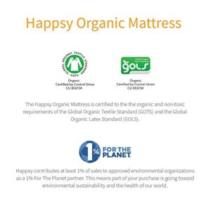 Happsy Organic Mattress, Healthy and Safe Mattress with Organic Latex and Encased Coils, Non-Toxic, Full