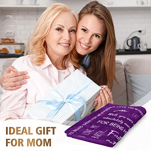 BeneCharm Gifts for Mom, Mothers Day Blanket Gifts for Mom 60"x50" - Mom Birthday Gifts from Daughter Son, I Love You Mom Gifts Soft Cozy Throw Blanket (Purple)