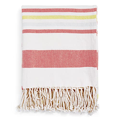 Vera Bradley Women's Recycled Cotton Indoor/Outdoor Throw Blanket, Seaside Stripe Multi - Recycled Cotton, One Size