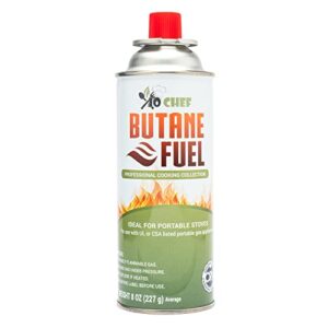 Jo Chef Butane Fuel Canister, 8. 8 oz Butane Cylinder, Pure Refined Butane Gas for Camping Stove Or Use Directly with Brûlée Kitchen Blow Torch Head (1 Can)