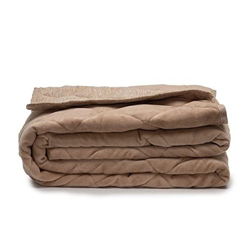 Luna [CoolLuxe True Cooling Weighted Blankets] Premium Quality Bed Blanket | Breathable Weighted Cooling Blanket | Summer Cooling Blanket for Hot Sleepers [15lbs - Queen - 80" x 60"] [Tan]