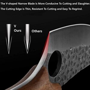 Huusk Viking Knife, Japanese Meat Cleaver Knives Forged Boning Knife with Sheath, High Carbon Steel Japan Butcher Fillet Knife Chef Knives for Kitchen, Camping