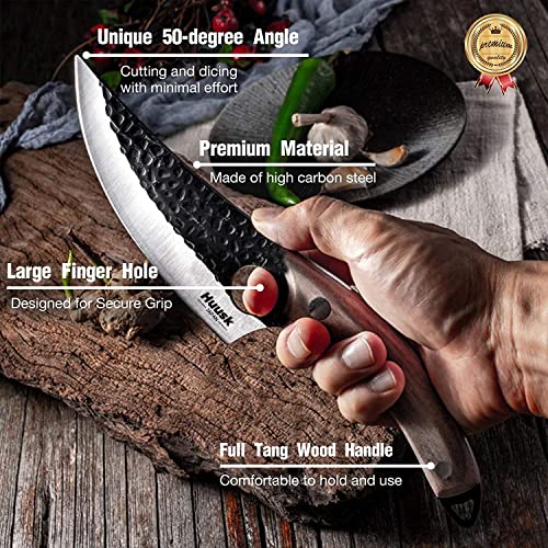 Huusk Viking Knife, Japanese Meat Cleaver Knives Forged Boning Knife with Sheath, High Carbon Steel Japan Butcher Fillet Knife Chef Knives for Kitchen, Camping