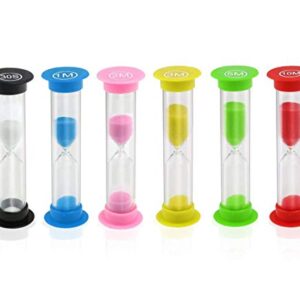 Sand Timer, KISEER 6 Pcs Colorful Hourglass Sandglass Sand Clock Timers Set 30sec / 1min / 2mins / 3mins / 5mins / 10mins for Brushing Children's Teeth, Cooking, Game, School, Office