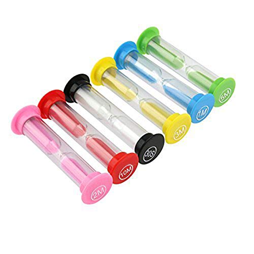 Sand Timer, KISEER 6 Pcs Colorful Hourglass Sandglass Sand Clock Timers Set 30sec / 1min / 2mins / 3mins / 5mins / 10mins for Brushing Children's Teeth, Cooking, Game, School, Office