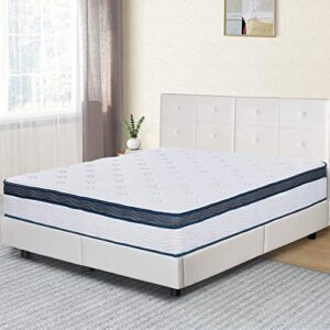 olee sleep 12 inch euro top gel memory foam spring hybrid mattress full, mid night, mattress in a box, king