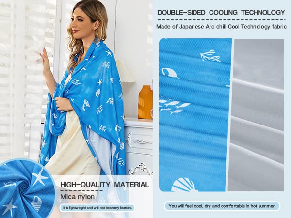 Century Star 50"x70" Cooling Blankets for Hot Sleepers Arc-Chill Q-Max >0.5 Cool Fiber Lightweight Thin for Summer Throw Cold Blankets for Sleeping Breathable Blue