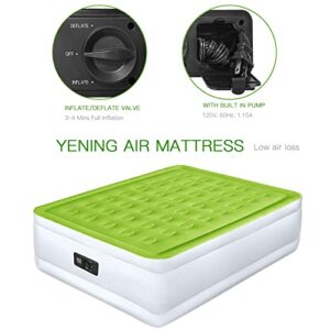 YENING Full Size Air Mattress with Built in Pump Raised Double Blow up Bed Inflatable Camping Airbed Electric 18 Inch Tall