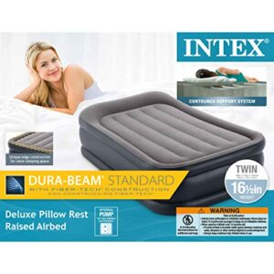 Intex Dura-Beam Series Deluxe Pillow Rest Raised Airbed with Internal Pump & Built-in Pillow, Twin