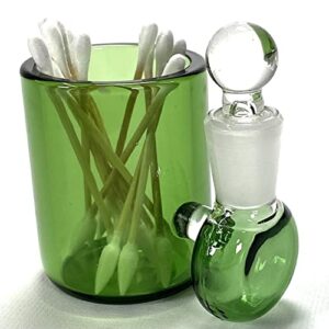 paykoc imports fresh green large 3" heady hand blown glass cotton swab q-tip holder/alcohol iso station