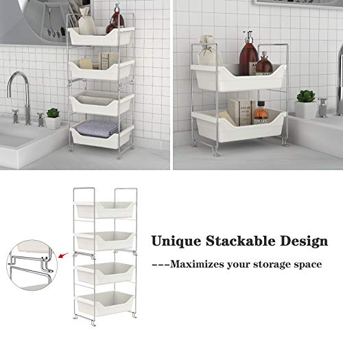 2-Tier Bathroom Countertop Organizer, Cosmetic Storage Shelf , Vanity Tray Cosmetic Skincare Makeup Storage, Kitchen Spice Rack , Silver&White