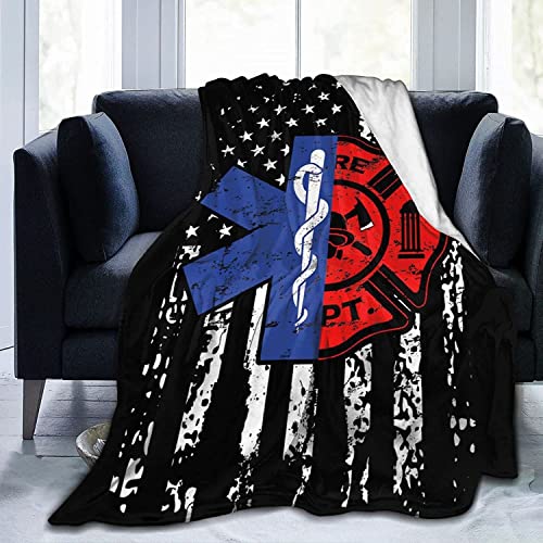 EMT Firefighter Firefighter EMT Cozy Comfy Christmas Throw Blankets Bed Blanket for Sofa Couch Lightweight Fleece Blanket for Women Men Kids