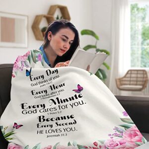 JIYEPOPO Catholic Bible Blanket, Religious Gifts for Women Christian Throw Blanket Soft Plush Prayer Blankets and Throws with Scriptures Serenity Faith Gifts for Women Men 60x50 Inch