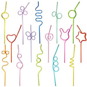 tomnk 30pcs crazy straws, 15 assorted colorful silly straws for kids, fun varied twists straws for birthday party reusable straws
