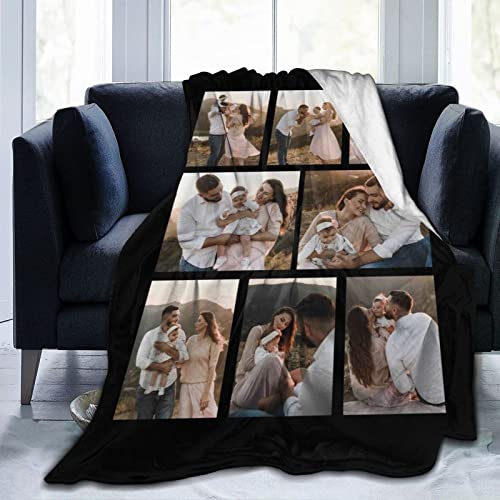 Custom Blankets, Personalized Picture Blanket With Photos Text ,Customized Throw Blanket Gift For Mother Father Friends Birthday Christmas Halloween Fathers Mothers Valentines Day GiftPHOTO 07