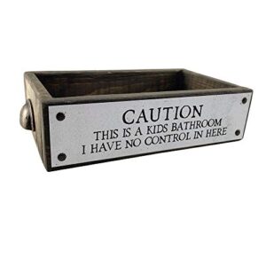 anvevo caution this is a kids bathroom, i have no control in here – bathroom box – cute & funny rustic farmhouse bathroom decor - toilet paper holder - wood boxes with sayings – diaper caddy