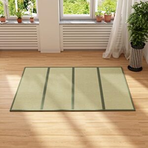mjkone japanese tatami mattress, igusa mat (100% japanese rush grass) tatami mat, folding japanese floor sleeping mattress with non-slip breathable memory foam for sleeping/yoga/relaxing (queen)
