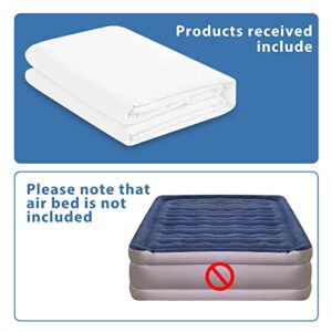 Bedecor Fitted Sheet for Air Mattress Inflate Without Disassembly Convenient & Firm Deep up to 21" White -California King