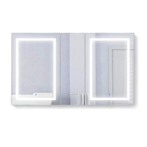 krugg large led medicine cabinets with defogger, dimmer, 3x makeup mirror, outlet & usb (60 x 36 left right right)
