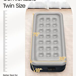 iDOO Twin Air Mattress, Double High Adjustable Blow Up Mattress with Built-in Pump, Comfortable Top Surface Inflatable Airbed for Home Portable Travel, 75x39x18in, 550lb MAX