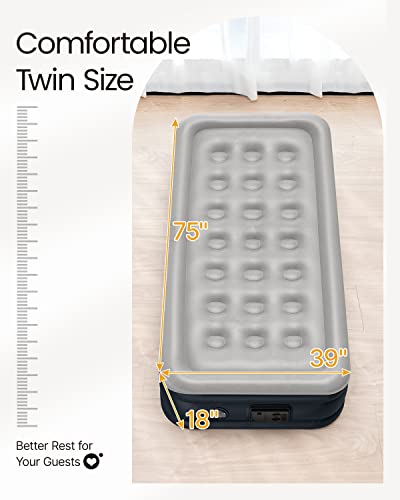 iDOO Twin Air Mattress, Double High Adjustable Blow Up Mattress with Built-in Pump, Comfortable Top Surface Inflatable Airbed for Home Portable Travel, 75x39x18in, 550lb MAX