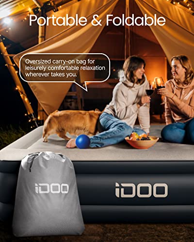 iDOO Twin Air Mattress, Double High Adjustable Blow Up Mattress with Built-in Pump, Comfortable Top Surface Inflatable Airbed for Home Portable Travel, 75x39x18in, 550lb MAX