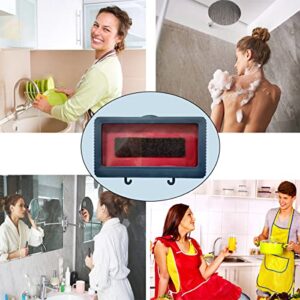 QeeHeng Shower Phone Holder, Waterproof Cell Phone Holder Box, Bathroom Phone Shelf Shower Glass Mirror Shower Mount Box Phone Holder Waterproof, Anti-Fog (Blue)