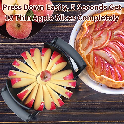 OOKUU Apple Slicer Corer, [Large Size] 16-Blade Heavy Duty Apple Cutter with Base, [Upgraded] Cut Apples All The Way Through, Stainless Steel Ultra-Sharp Blade, Fruits & Vegetables Divider, Wedger