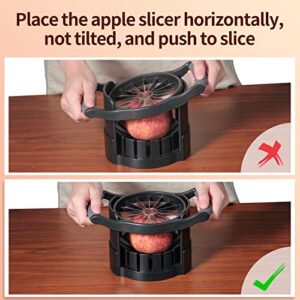 OOKUU Apple Slicer Corer, [Large Size] 16-Blade Heavy Duty Apple Cutter with Base, [Upgraded] Cut Apples All The Way Through, Stainless Steel Ultra-Sharp Blade, Fruits & Vegetables Divider, Wedger