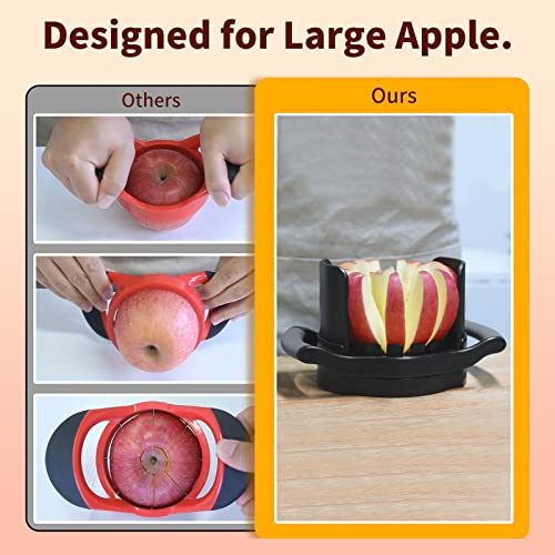 OOKUU Apple Slicer Corer, [Large Size] 16-Blade Heavy Duty Apple Cutter with Base, [Upgraded] Cut Apples All The Way Through, Stainless Steel Ultra-Sharp Blade, Fruits & Vegetables Divider, Wedger