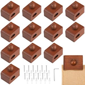12 pcs quilt wall hangers wooden tapestry hangers wall clips for hanging blanket hanger clamps wall quilt holder with screws and expansion tubes, dark brown