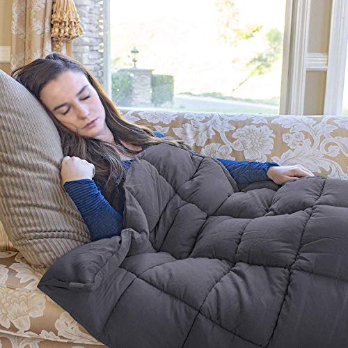 Nova Microdermabrasion Weighted Blanket (15 lbs 48 x 72 Inches, 130-170lb Individual,Grey) Heavy Blanket for Adults Women, Men, Children 100% Breathable Cotton with Glass Beads